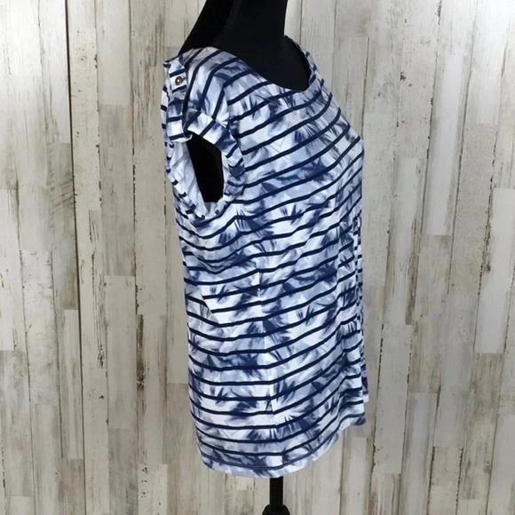 Liz Claiborne Abstract Striped Tee Shirt Top M - Picture 2 of 5